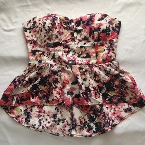 Strapless Floral Top